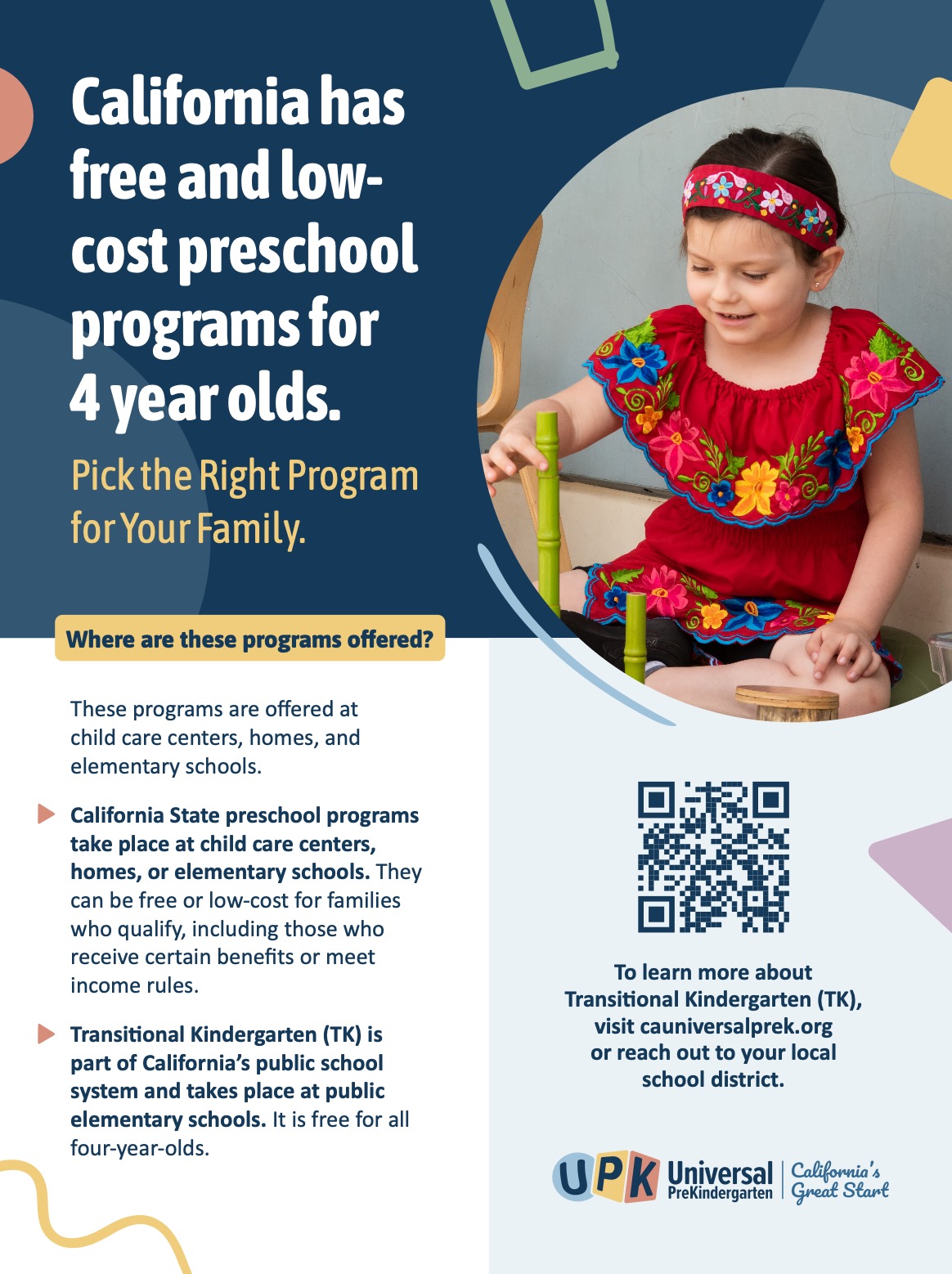 Free and Low Cost Early Learning Programs Flyer
